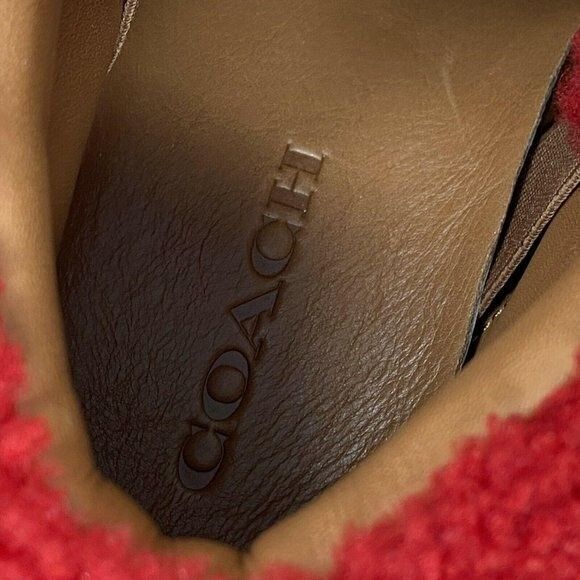 NEW Coach G1493 White Red Leather Shearling Boots Women's SZ 6 B G - Picture 9 of 12